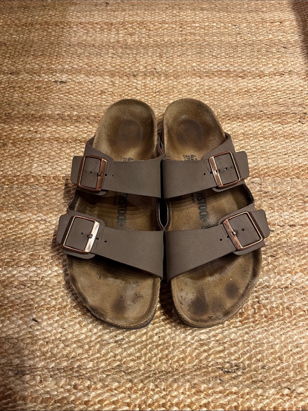 Birkenstock Taupe Double-Buckle Slide Sandals